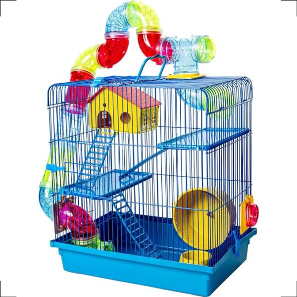 Gaiola Para Hamsters e Roedores Luxo 3 Andares Azul